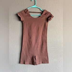 Brown Short Sleeve Romper